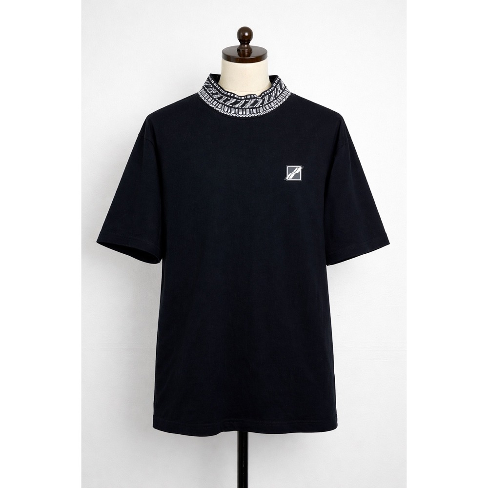 WE11DONE High Neck Logo 1/2 T-Shirt Mens Black Short Sleeve Graphic Logo XS‎